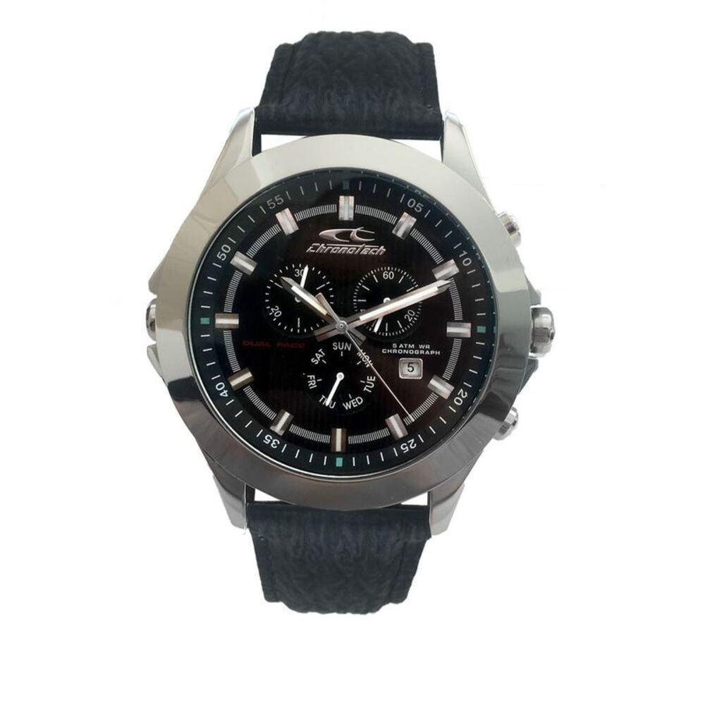 Chronotech Dual Pace Chronograph Watch Men Black Watches